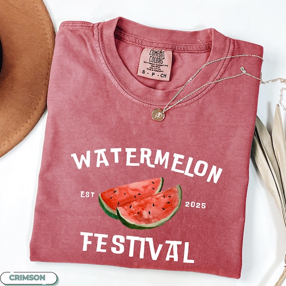 Watermelon Festival Summer T-shirt Outdoor Event Picnic Fruit Lover's Top Casual Seasonal Fruity Fresh Style Vintage Distressed Graphic Tee