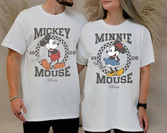 Vintage Mickey,Minnie Mouse Shirt,Disney Mickey 1928 T-Shirt,Retro Mickey Shirt,Disney Trip Shirt,Checkered Mickey Shirt,family matching Tee