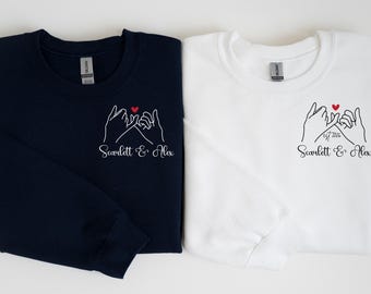 Custom Matching Hoodies For Couples Sweatshirt, Pinky Promise Hoodie, Personalized Name Sweater For Valentines Day Gift, Anniversary Gift