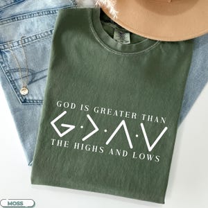 Comfort Colors®God Is Greater Than The Highs And Lows, Jesus Shirt,Christian Shirt, Vintage, Faith Apparel, Religious Tee, Bible Verse Gift