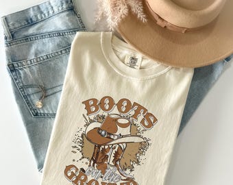 Comfort Colors®Boots on the Ground  Shirt, Cowgirl Boots Shirt, Western Cowgirl Boots Tee, Western Cowboy Boots, Rodeo Fashion,Cowgirl Gift