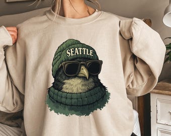Seattle Football Crewneck Sweatshirt, Seattle Mascot Sweatshirt, Vintage Sports Fan Apparel, Trendy Game Day Gift, Seattle Football Fan Tee
