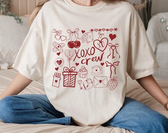 XOXO Crew Shirt, Valentine's Day Shirt Women, Galentine's Day Matching Tees,Long Sleeve