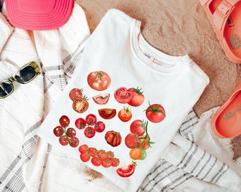 Comfort Colors® Tomato Shirt, Fruit Shirt, Botanical Shirt, Cottagecore Clothing Vegan Shirt, Garden Shirt Vegetable Shirt,Aesthetic Clothes