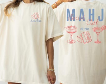 Comfort Colors®Custom Mahjong Social Club Shirt for Mahjong Lover T-Shirt Matching Mahjong Club Tee Personalized Mahjong Tournament Mahj Tee