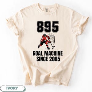 Comfort Colors®895 Goals The Great 8 Record Career Goals Machine Since 2005 Graphic T-Shirt, Hockey Legend Tee, Men's Women's