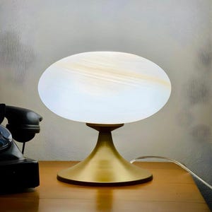 Glass Mushroom Table Lamp: Mid Century Modern Space Age Decor