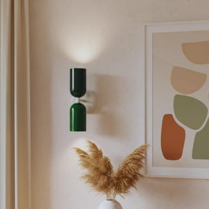 Handmade Two-Tone Metal Wall Sconce: Mid Century Modern Light, Green Wall Lamp