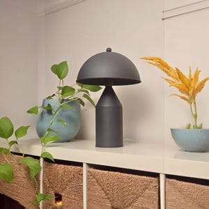 Modern Anthracite Mushroom Lamp: Handmade Metal Table Lamp