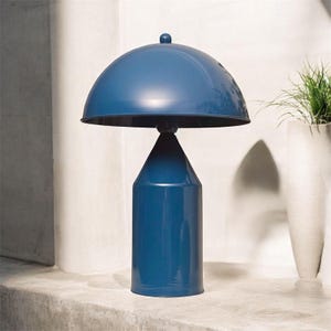 Blue Mushroom Table Lamp: Retro Modern Bedside Lighting