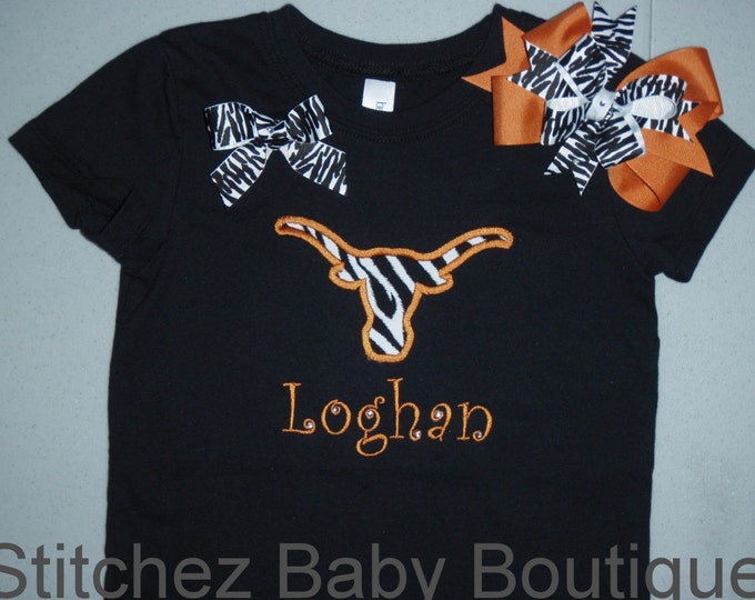 Custom Toddler/baby/ Girls Texas Longhorn Short Sleeve SHIRT or ONESIE