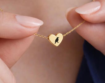 Raven Necklace – Minimalist Bird Pendant Jewelry Gift for Her