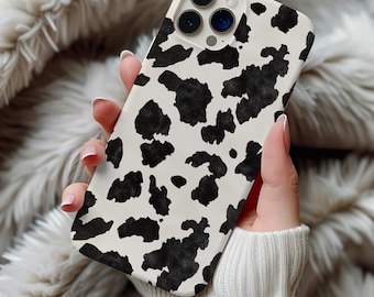 Cow Print Phone Case | Black White Cowhide Pattern