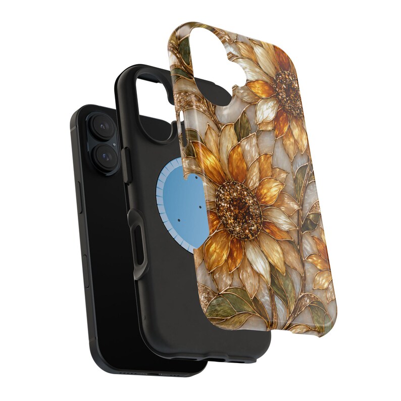 Stained Glass Sunflower Phone Case, Floral MagSafe Case, Tough Protective Cover, Samsung S26 Ultra S25 S24, iPhone 17 Pro Max 16 15 14 13 画像 9