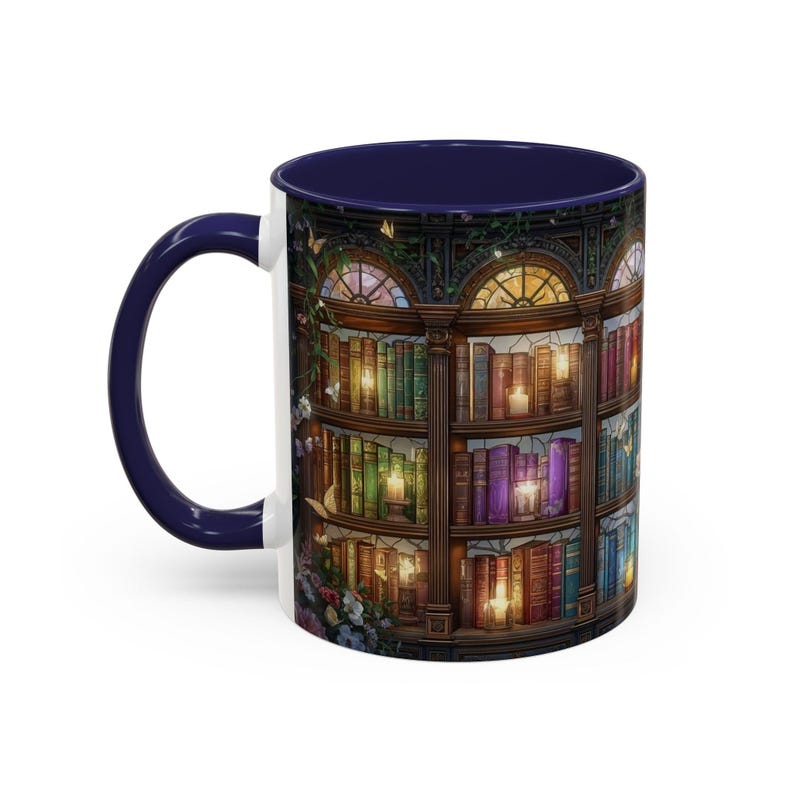 Mug vintage en vitrail, tasse à café confortable pour bibliothèque, cadeau pour amoureux des livres image 8