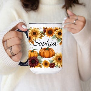 Custom Autumn Pumpkin Mug: Cozy Fall Coffee Cup, Thanksgiving Gift