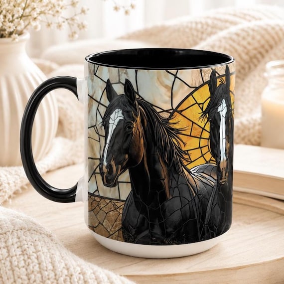 Horse Lover Gifts, Black Horse Mug, Mug for Horse Owners, Western Decor, Horse Coffee Mug, Equestrian Gift, Horse Lover Cup