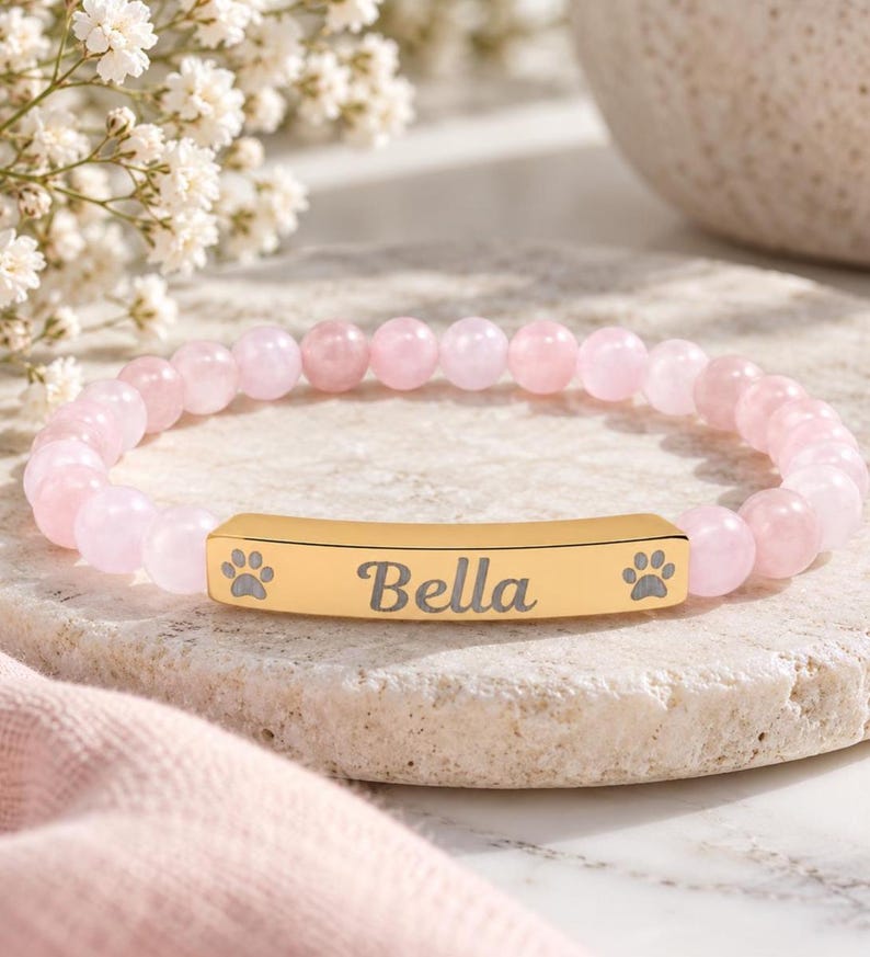 Personalized Pet Memorial Bracelet, Custom Dog or Cat Loss Gift, Paw Print Memorial Jewelry, Pet Remembrance Bracelet, Sympathy Gift image 5