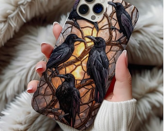 Raven Stained Glass Phone Case, Iphone 17 16 15 14 13