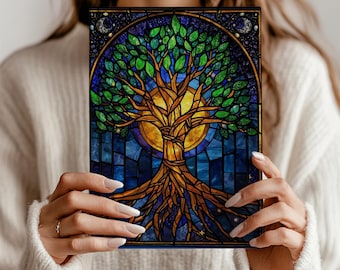 Tree of Life Stained Glass Effect Journal , Spiritual Notebook