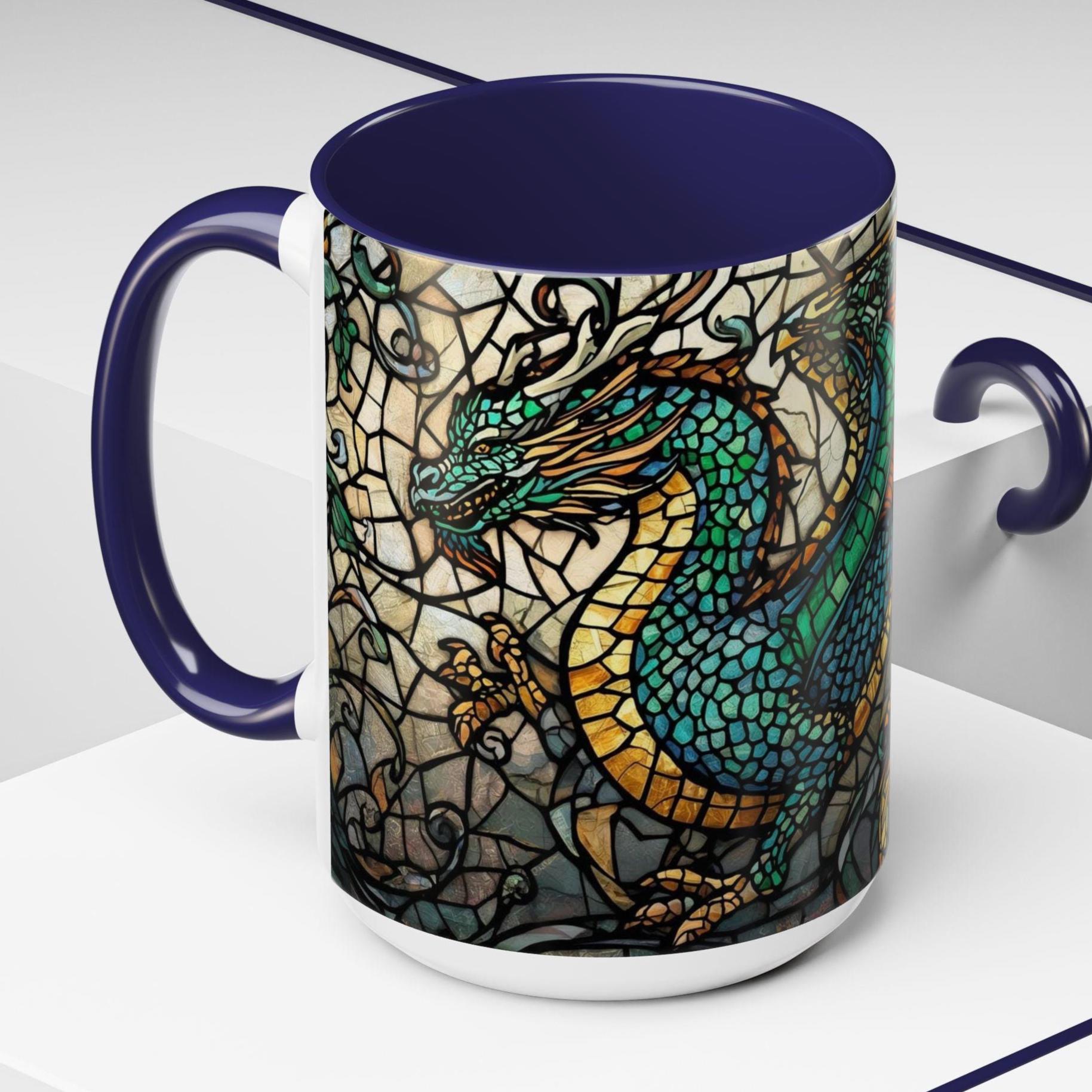Stained Glass Dragon Coffee Mug, Fantasy Art Gift - Etsy