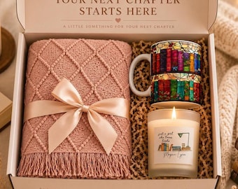 Book Lover Gift Box, Personalized Reading Gift Set, Cozy Blanket Mug & Candle Set, Bookworm Gift for Her, Reader Care Package