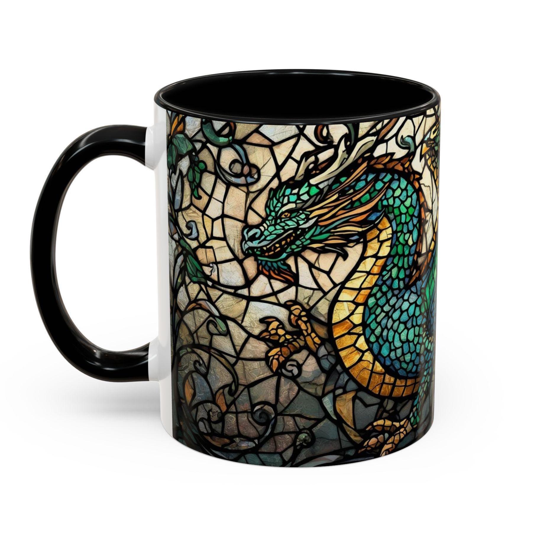 Stained Glass Dragon Coffee Mug, Fantasy Art Gift - Etsy