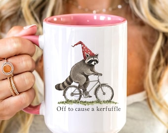 Cause a Kerfuffle Raccoon Mug, Funny Coffee Cup