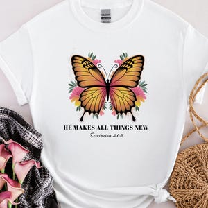 Faith Butterfly T-Shirt: Christian Bible Verse Softstyle Tee