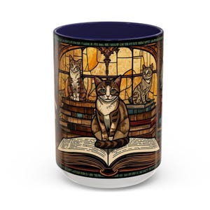 Stained Glass Cat Bookish Mug, Literary Coffee Cup immagine 8