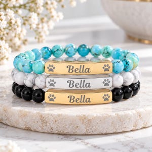 Personalized Pet Memorial Bracelet, Custom Dog or Cat Loss Gift, Paw Print Memorial Jewelry, Pet Remembrance Bracelet, Sympathy Gift image 6