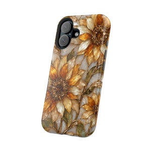 Stained Glass Sunflower Phone Case, Floral MagSafe Case, Tough Protective Cover, Samsung S26 Ultra S25 S24, iPhone 17 Pro Max 16 15 14 13 画像 7