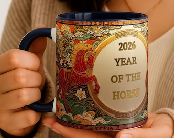 Personalized Chinese Horse Mug | Year of the Horse Good Fortune Cup | Prosperity & Success Gift