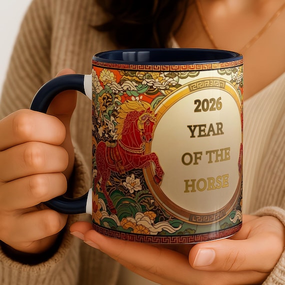 Personalized Chinese Horse Mug | Year of the Horse Good Fortune Cup | Prosperity & Success Gift