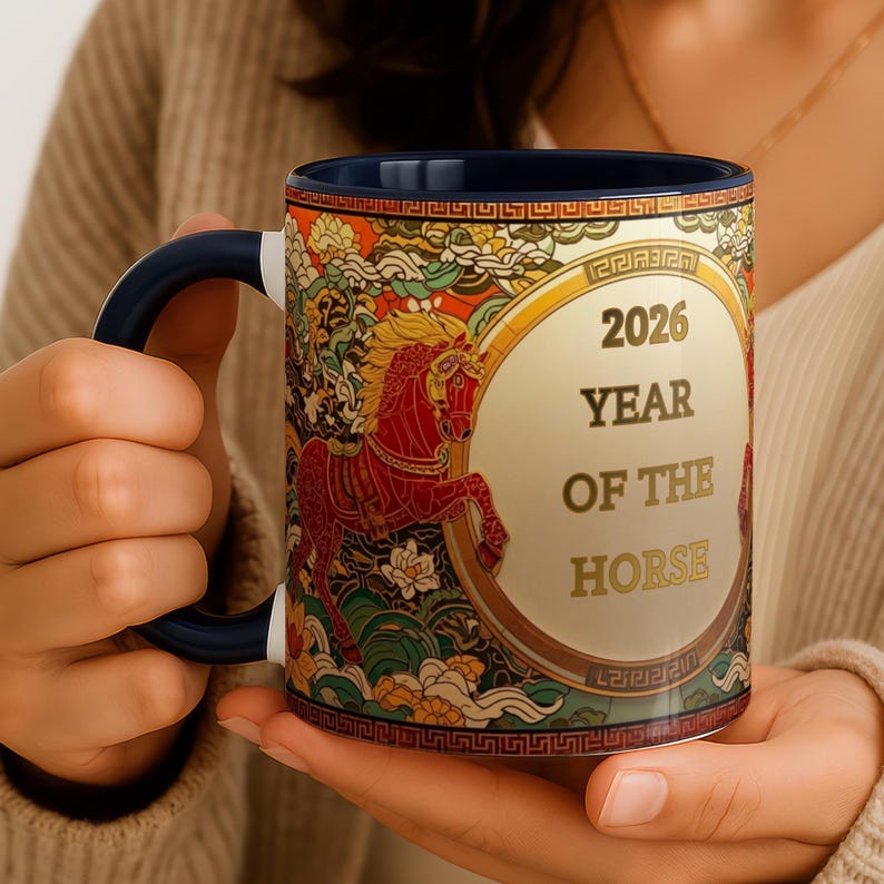 Personalized Chinese Horse Mug | Year of the Horse Good Fortune Cup | Prosperity & Success Gift image 1