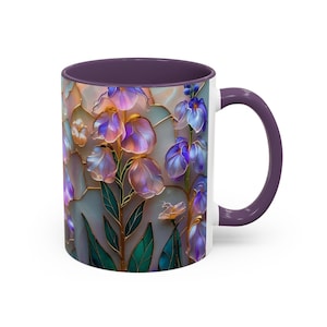 July Birth Flower Larkspur Mug, Iridescent Stained Glass Floral Coffee Cup, Personalized Birthday Gift, Elegant Botanical Art Mug image 11