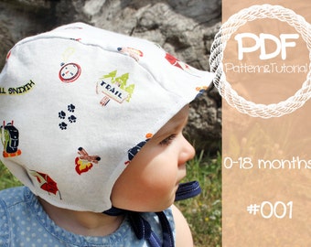 Brimless Baby Bonnet Pattern // Bonnet Sewing Pattern // Modern Baby Bonnet Pattern // Ear Add-on // Hearing Aid Hat // Pilot Cap // Sun Hat