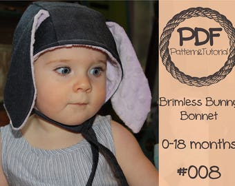 Brimless Bunny Bonnet Sewing Pattern // Baby Bonnet Pattern // Reversible Bonnet // Modern Bonnet // easter bonnet / Hearing Aid Hat