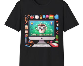 Camiseta «Necesito un chute de cafeína», regalo para programadores amantes del café