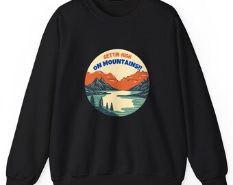 Sudadera de aventura en la montaña, cuello redondo acogedor para senderismo, ideal para amantes de la naturaleza, ropa unisex.