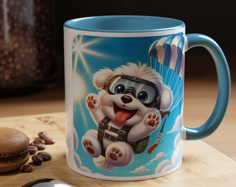 Taza de café con forma de paracaídas para perros / Regalo original para amantes de los cachorros