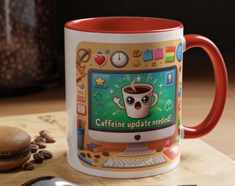 Taza de café "Actualización de cafeína", vaso divertido para la oficina, regalo para amantes del café