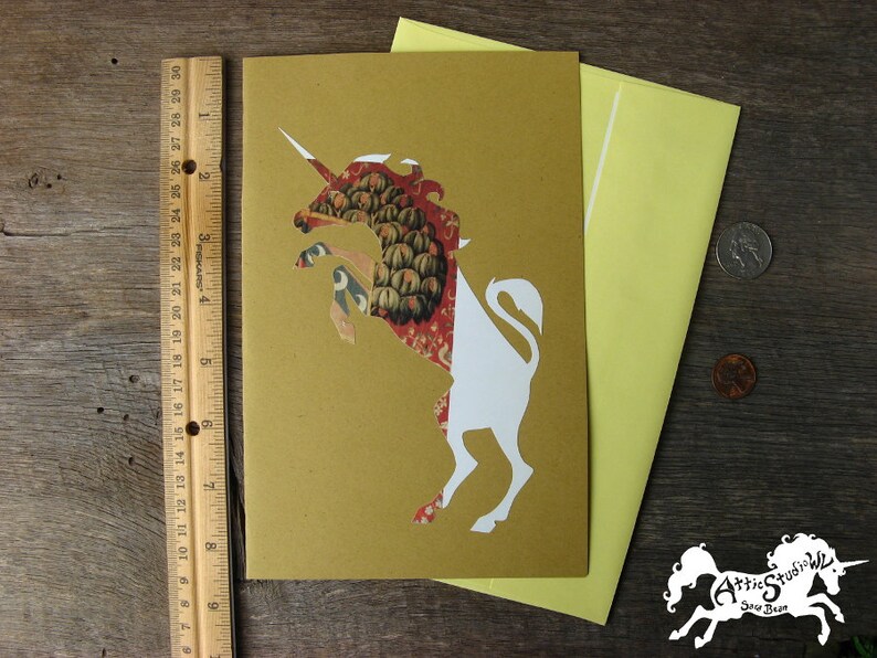 Birthday Art 4 Unicorn Greeting Cards Collage Unicorns Artwork on Notecards Stationery Fantasy Horse Notecard 5.5 by 8.5 Inch Card Set