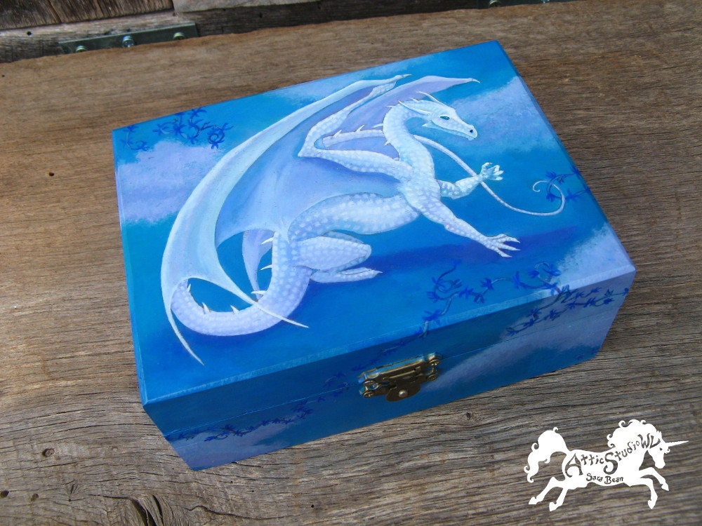 DRAGON JEWELRY BOX 4.25 by 5.75 Inch HandPainted Wooden Etsy
