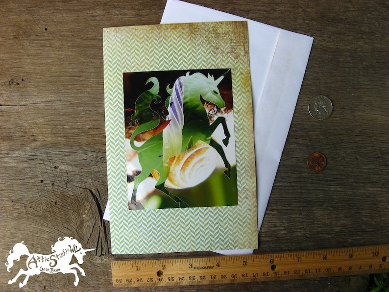 Birthday Art 4 Unicorn Greeting Cards Collage Unicorns Artwork on Notecards Stationery Fantasy Horse Notecard 5.5 by 8.5 Inch Card Set