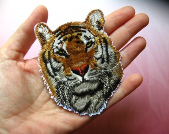Tiger Embroidered Patch Sew On Iron On 3.75” x 2” 