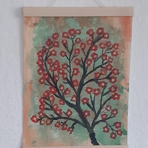 Obstblüte, Bild  Gemälde, Acryl auf Leinwand, Größe: A4, Baum, Frühling, Magnetischer Posterhalter