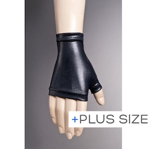 TAILLE PLUS courte noir gants, gant sans doigt, Steampunk Gants femme, gants de Vegan, gants noir - 3 Options de couleur, Plus de gants de taille