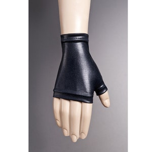Leather Inspired Short BLACK Gloves,Fingerless Glove,Steampunk gloves women,Vegan Gloves,Black Fingerless Glove - 3 Color Options