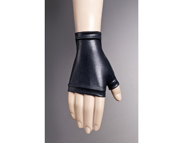 Leather Inspired Short BLACK Gloves,fingerless Glove,steampunk